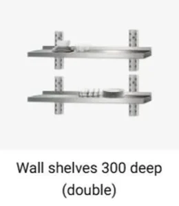 Ruostumaton teräs Shelf300 2 hyllyä