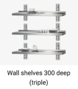 Ruostumaton teräs Shelf300 3 hyllyä