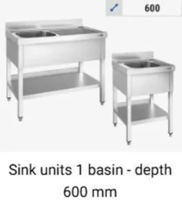 Ruostumattomasta teräksestä valmistetut pesualtaat 600 mm 1 allas
