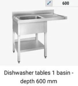 Ruostumattomasta teräksestä valmistetut altaat 600 mm 1 allas astianpesukoneelle