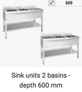Ruostumattomasta teräksestä valmistetut pesualtaat 600 mm 2 pesuallasta