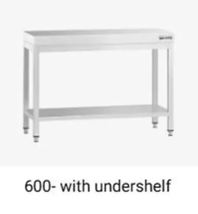 Ruostumattomasta teräksestä valmistetut pöydät 600 mm