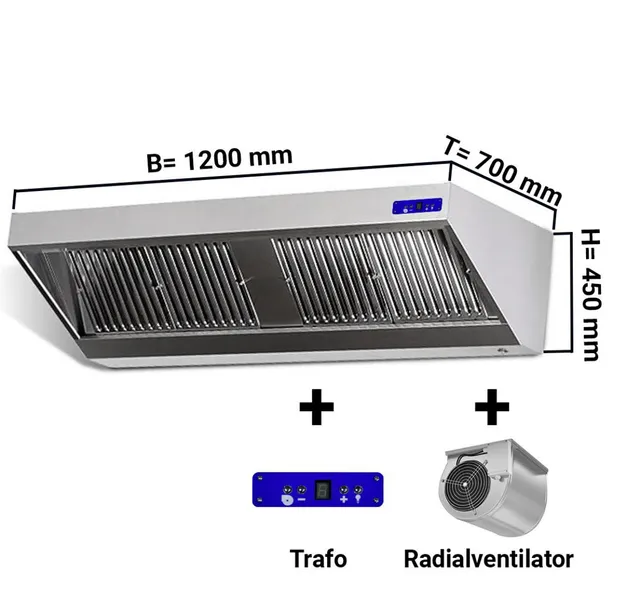 Ilmanvaihto moottorilla ja valolla (leveys 700 tai 900 mm)